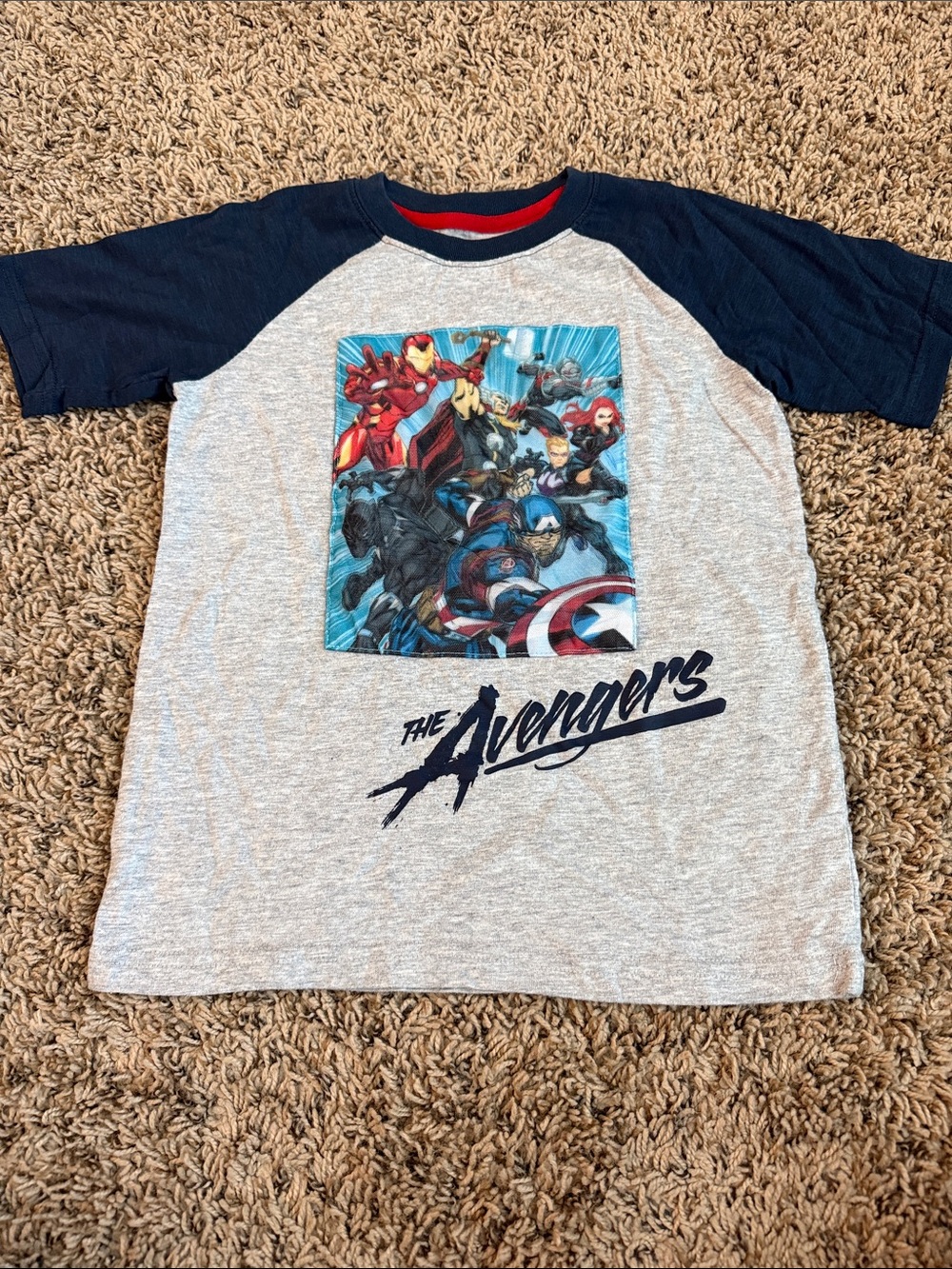 Marvel Avengers Raglan Tee in Gray, Navy & Red